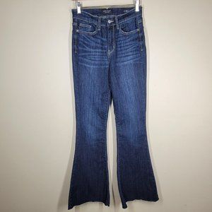 Judy Blue Dark Wash Flare Jeans Raw Hem High Rise 82343 3 26